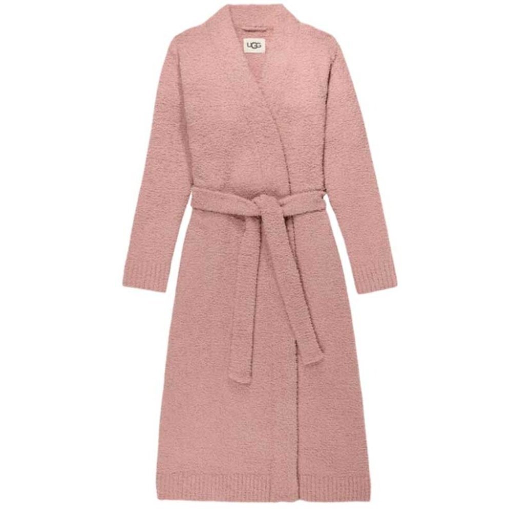 UGG Pink Long Cozy Knit Robe with Belt